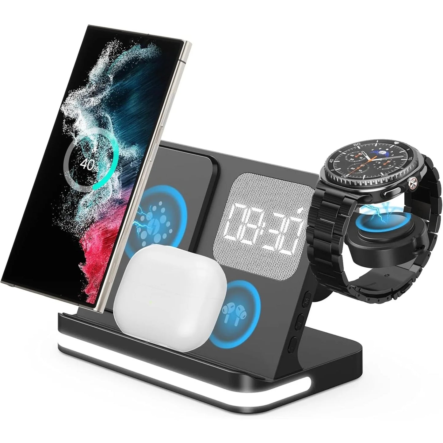4-in-1 Wireless Charger Alarm Clock Stand | Samsung Galaxy