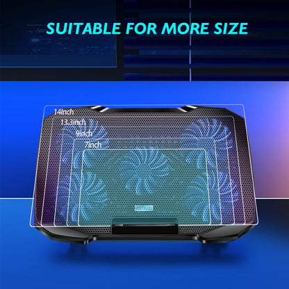Coolcold Laptop Cooling Pad with 5 Fans & Phone Holder