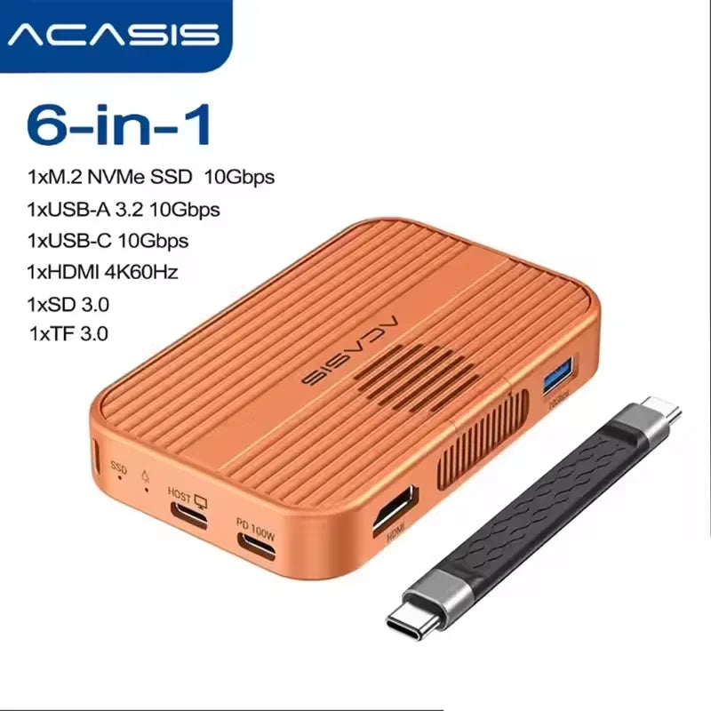 ACASIS USB-C M.2 NVMe SSD Enclosure – 10Gbps Magnetic Case for iPhone, Mac & Windows