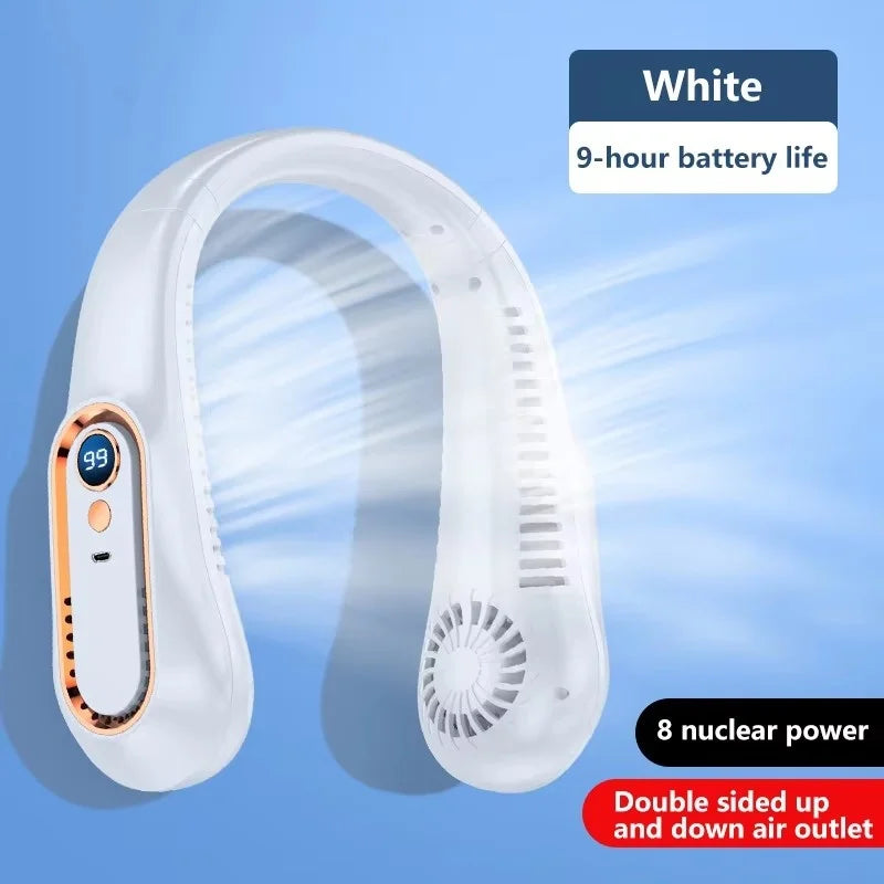 Bladeless Neck Fan – Rechargeable Portable Air Cooler with LED Display