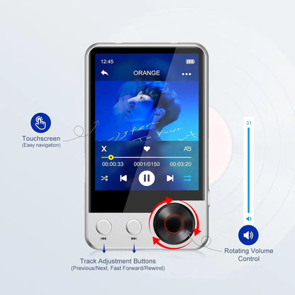 128GB Bluetooth 5.3 MP3 Player with HD Speaker