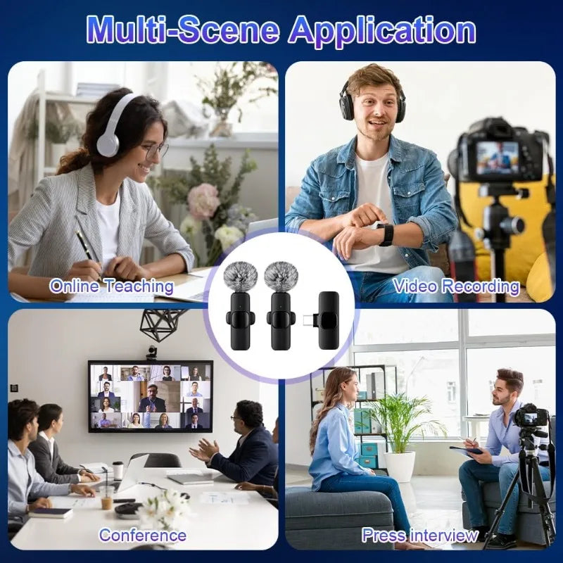Wireless Lavalier Microphone for iPhone & Android with Noise Cancellation