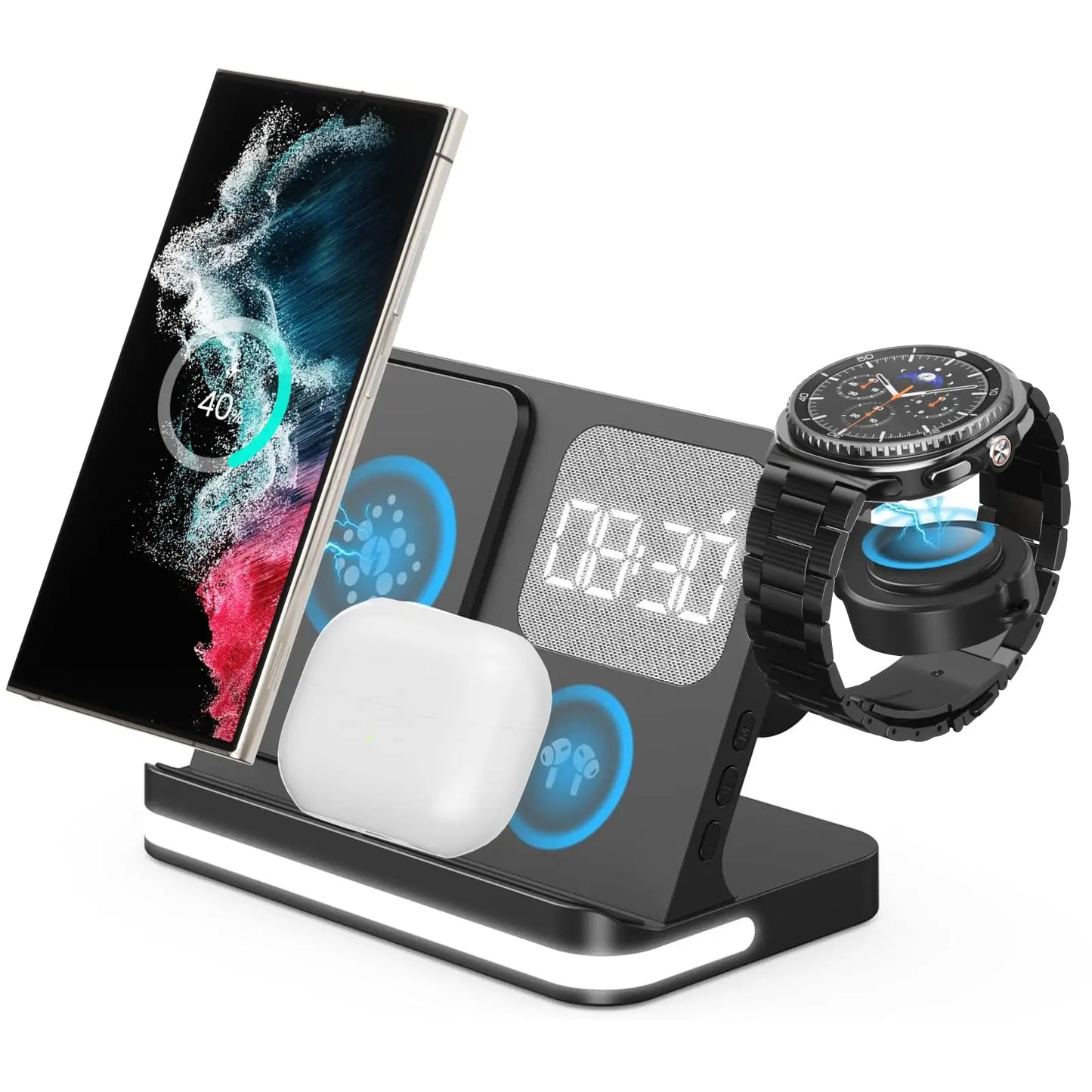 4-in-1 Wireless Charger Alarm Clock Stand | Samsung Galaxy