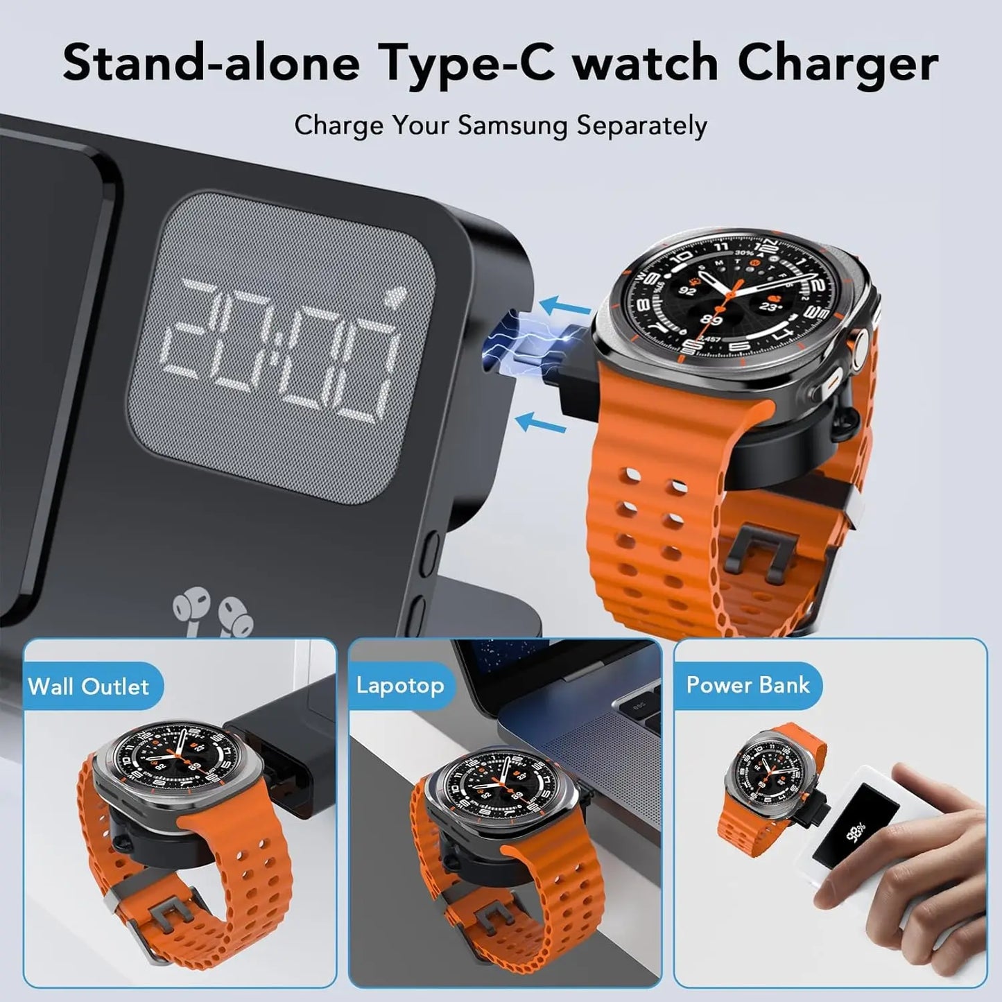 4-in-1 Wireless Charger Alarm Clock Stand | Samsung Galaxy