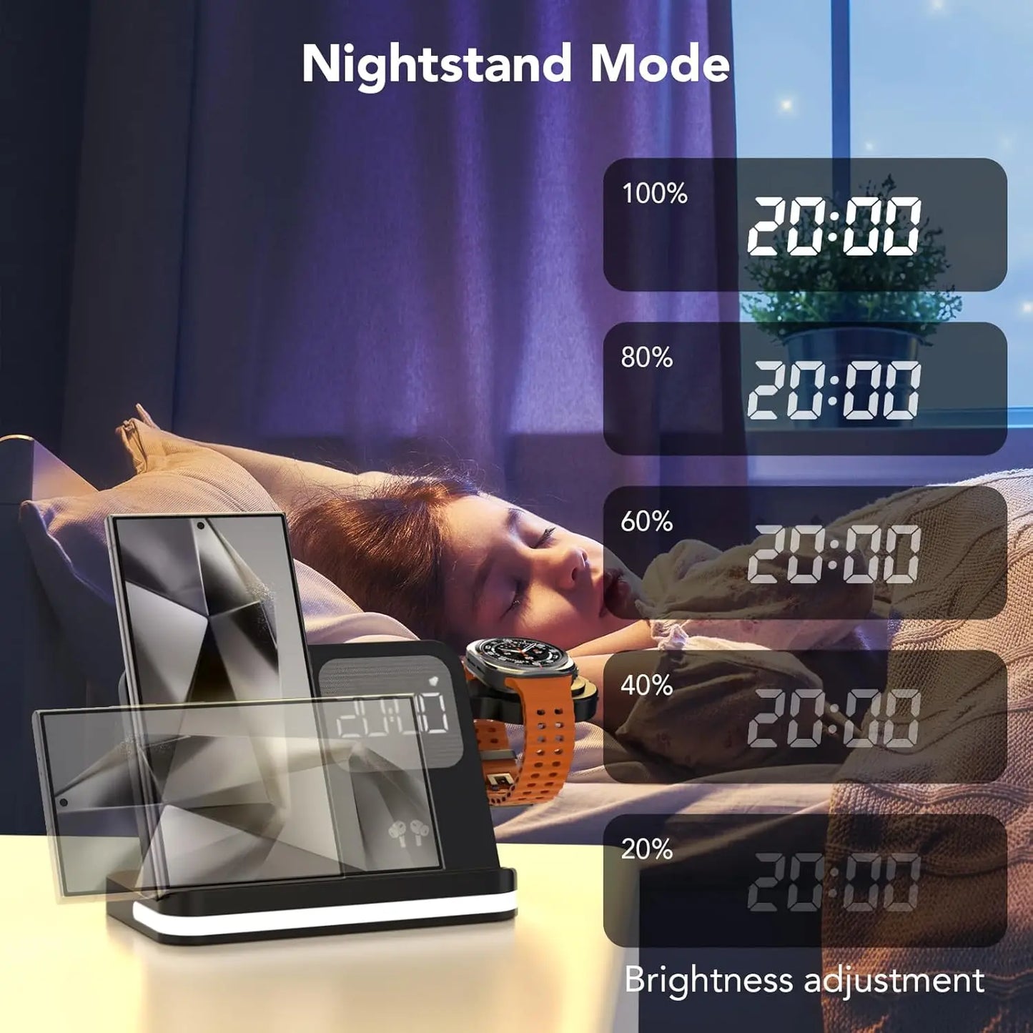 4-in-1 Wireless Charger Alarm Clock Stand | Samsung Galaxy