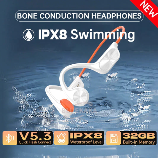 Bone Conduction Headphones – IPX8 Waterproof, 32GB MP3, Bluetooth 5.4