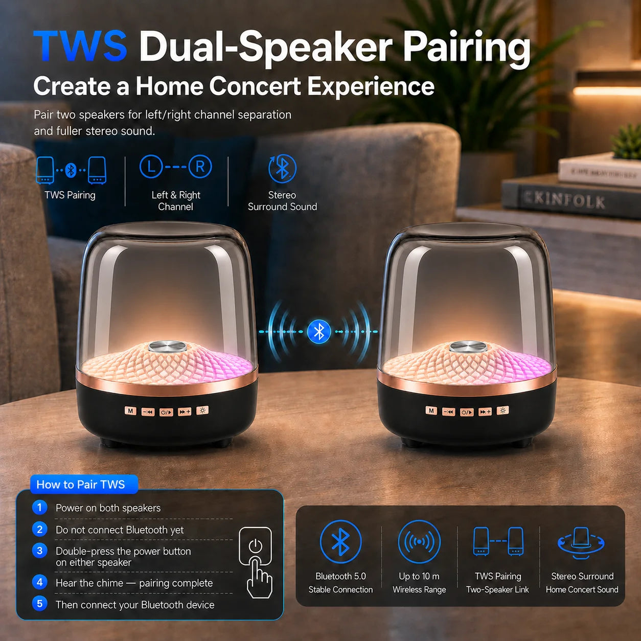 2026 Portable Bluetooth Soundbar Gaming Speaker