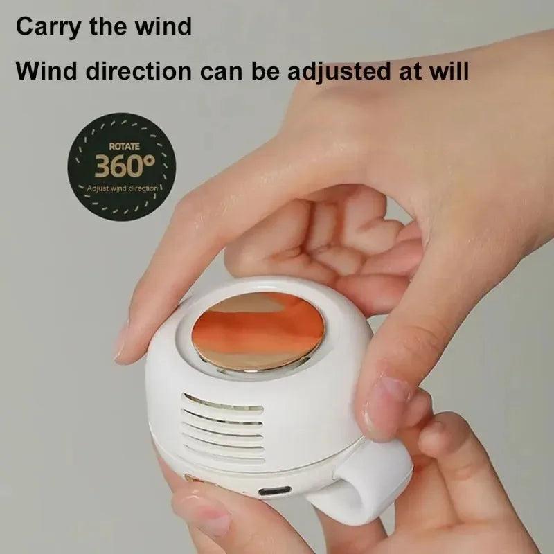 Portable Mini Bladeless Fan – USB Rechargeable 3-Speed Clip-On Waist & Shirt Cooling Fan