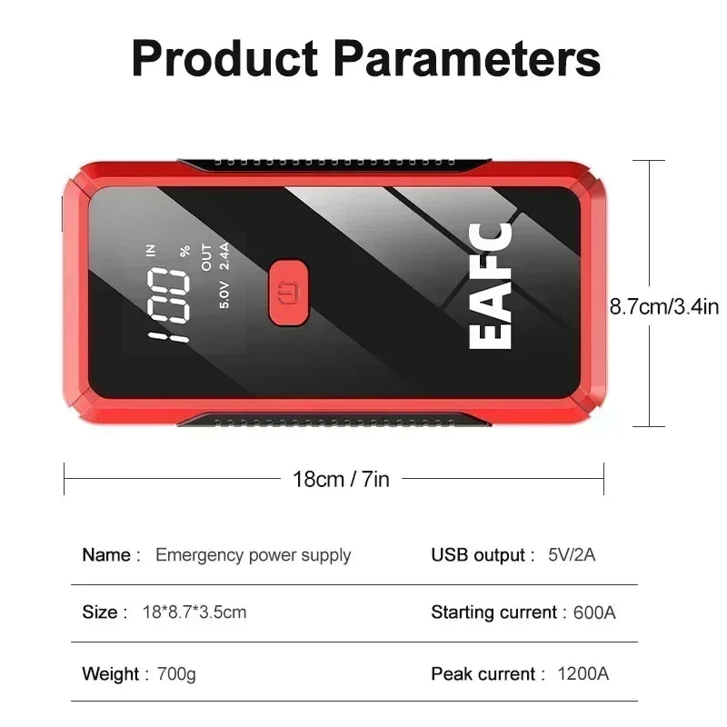 12V Car Jump Starter & Power Bank Portable Battery Booster