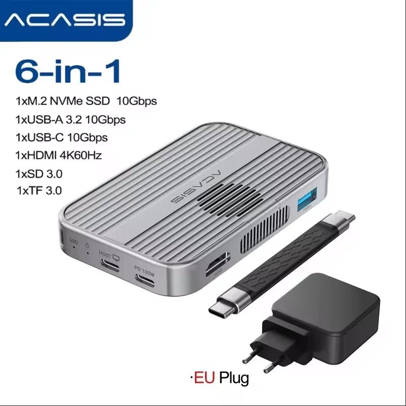 ACASIS USB-C M.2 NVMe SSD Enclosure – 10Gbps Magnetic Case for iPhone, Mac & Windows
