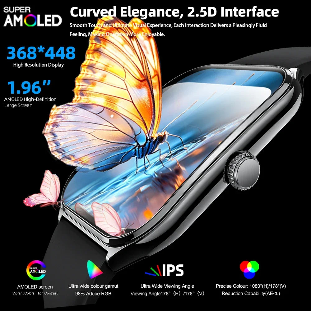 Ultra-Thin AMOLED Smart Watch – 1.96" HD Display & Bluetooth Calling