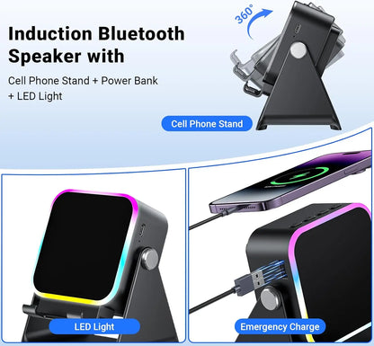5-in-1 Universal Wireless Bluetooth Speaker Phone Stand with RGB Light