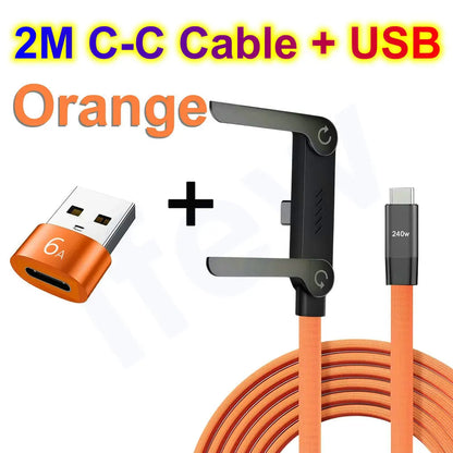 240W Fast Charging Cable with Foldable Stand