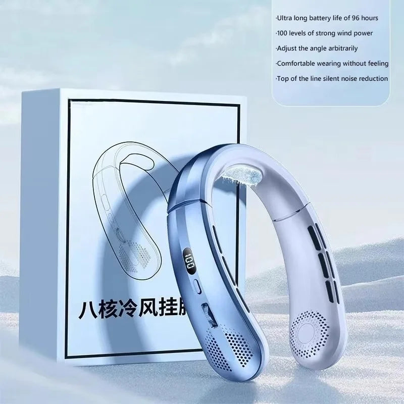 Bladeless Neck Fan – Rechargeable Portable Air Cooler with LED Display