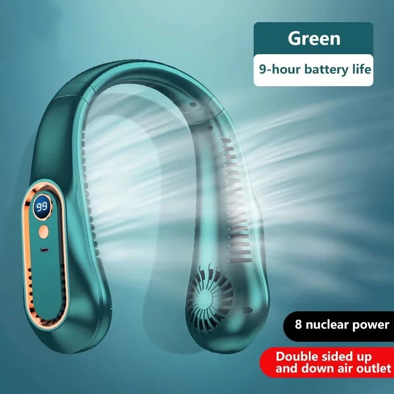Bladeless Neck Fan – Rechargeable Portable Air Cooler with LED Display