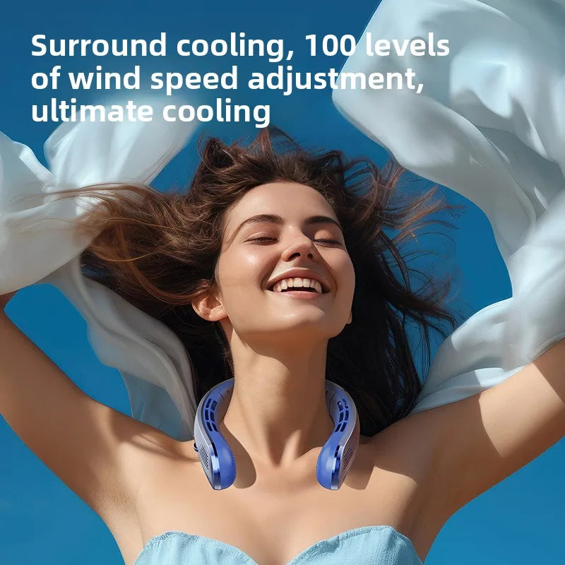 Bladeless Neck Fan – Rechargeable Portable Air Cooler with LED Display