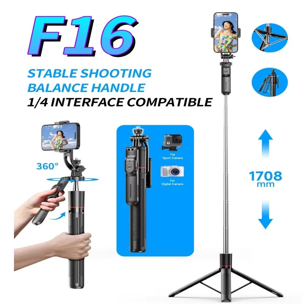 MEUYAG 1708mm Selfie Stick Tripod with Fill Light & Bluetooth Remote