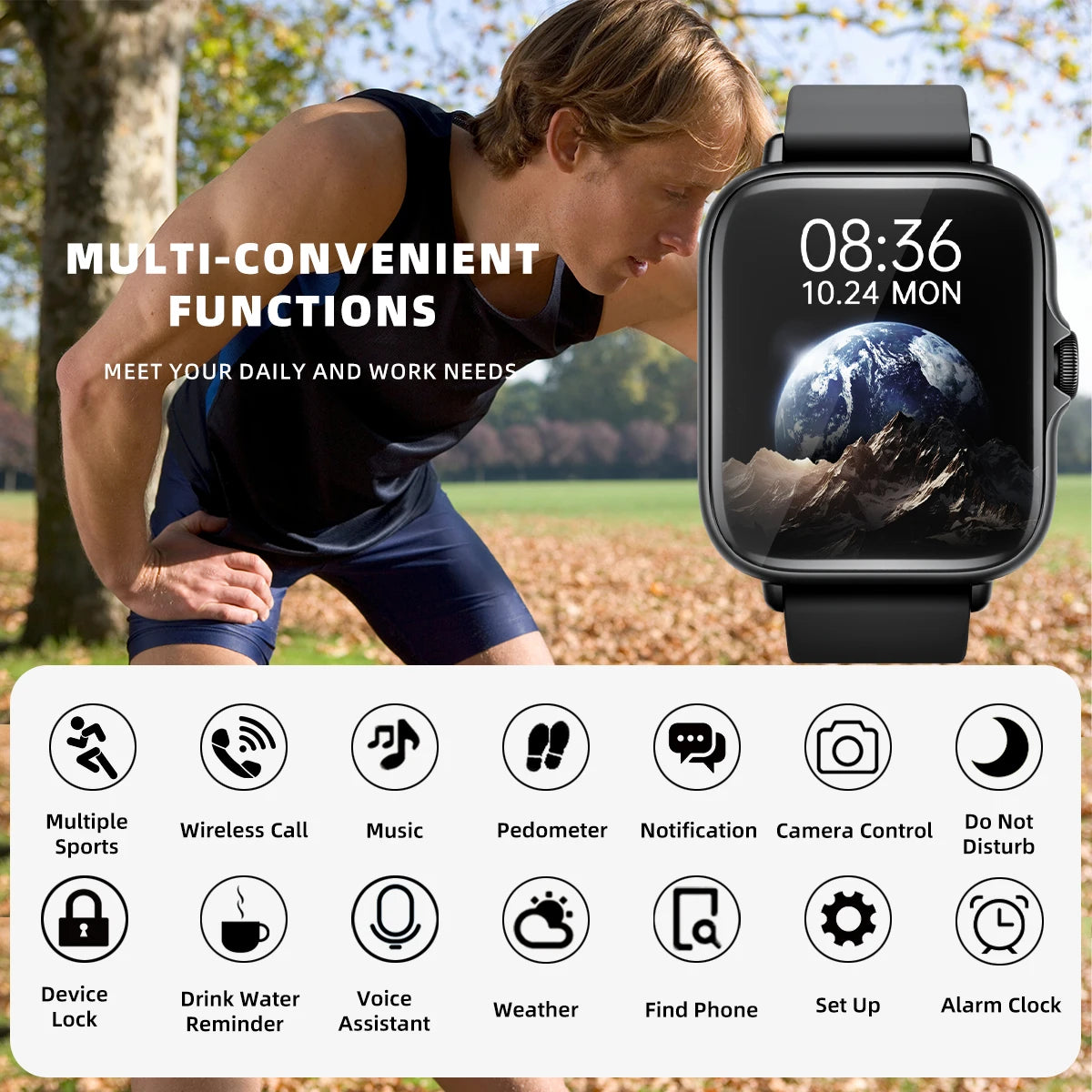 1.83" Waterproof Smart Watch – Calls, Sleep & Sports Tracker