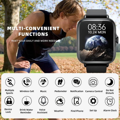 1.83" Waterproof Smart Watch – Calls, Sleep & Sports Tracker