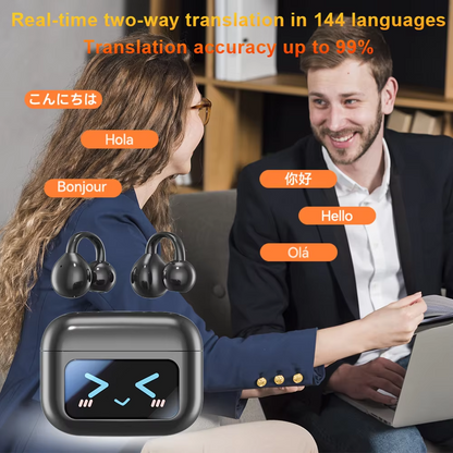 AI Translation Bluetooth Earbuds – 144 Languages Touchscreen TWS Headset