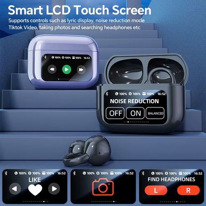 AI Translation Bluetooth Earbuds – 144 Languages Touchscreen TWS Headset
